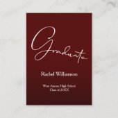 Moderne afstudeer uitnodiging donker maroon feest informatiekaartje (Voorkant)