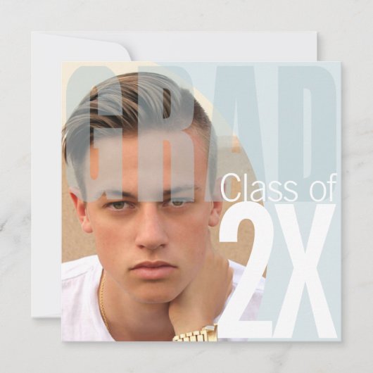 Moderne Afstudeerder Closeup Photo Blue ID897 Invi Kaart (Voorkant)