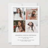 Moderne Afstudeerder jaar Kaart foto witte aankond (Achterkant)