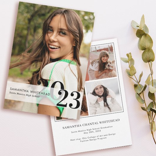 Moderne Afstudeerder jaar Kaart foto witte aankond