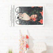 Moderne AFSTUDEERDER Pet zwart-wit Afstuderen foto Spandoek (Insitu)