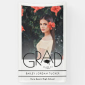 Moderne AFSTUDEERDER Pet zwart-wit Afstuderen foto Spandoek (Verticaal)