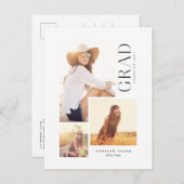 Moderne Afstudeerder Type 3 Fotocollage Aankondigingskaart (Voorkant / Achterkant)