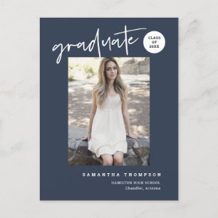 Moderne Afstudeerder van de marine Blue College Hi Briefkaart