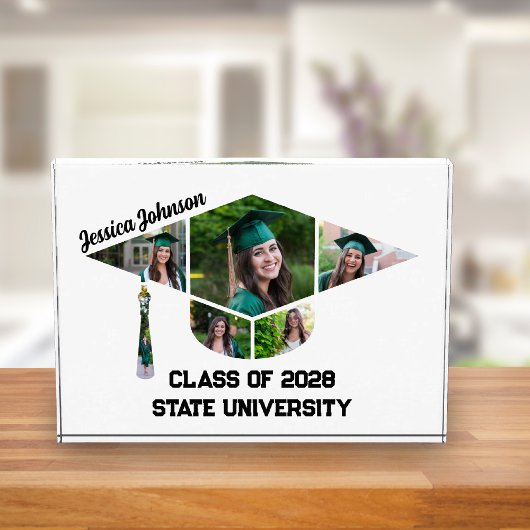 Moderne afstudeerdop vorm collage acryl fotoblokken