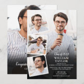 Moderne afstudeerfeest 5 foto collage uitnodiging (Voorkant / Achterkant)