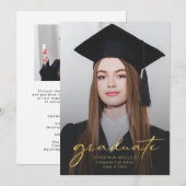 Moderne Afstudeerfoto Script Afstuderen Aankondiging (Voorkant / Achterkant)