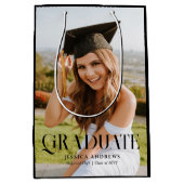 Moderne afstudeerfoto Script Afstuderen Medium Cadeauzakje (Voorkant)