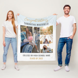 Moderne afstudeergeschenk 2026 Foto Collage Aanden Fleece Deken