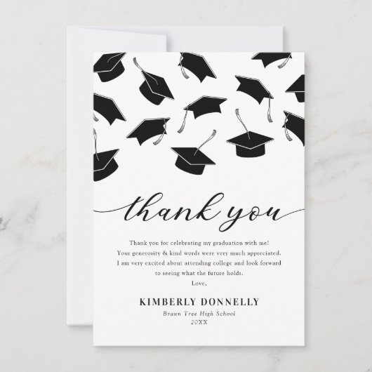 Moderne afstudeerkap Hartelijk dank Bedankkaart (Voorkant)
