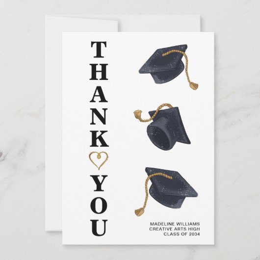 Moderne afstudeerkap Hartelijk dank Bedankkaart (Voorkant)