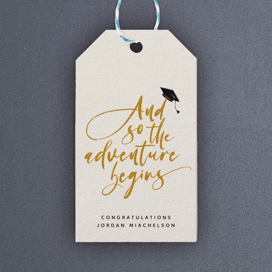 Moderne afstudeerscript Calligrafie Gefeliciteerd Cadeaulabel