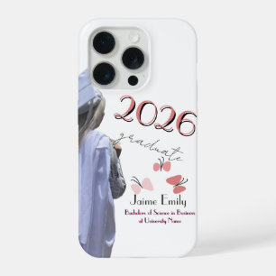 Moderne Afstuderen 2026 Roze Foto iPhone 15 Pro Hoesje