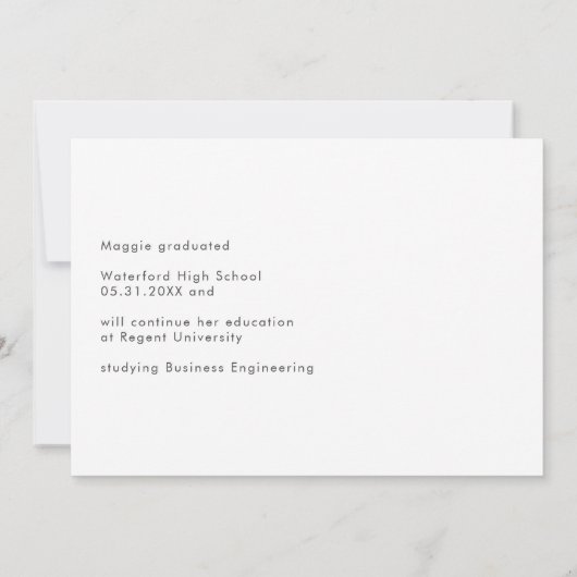 Moderne afstuderen aankondiging (Achterkant)