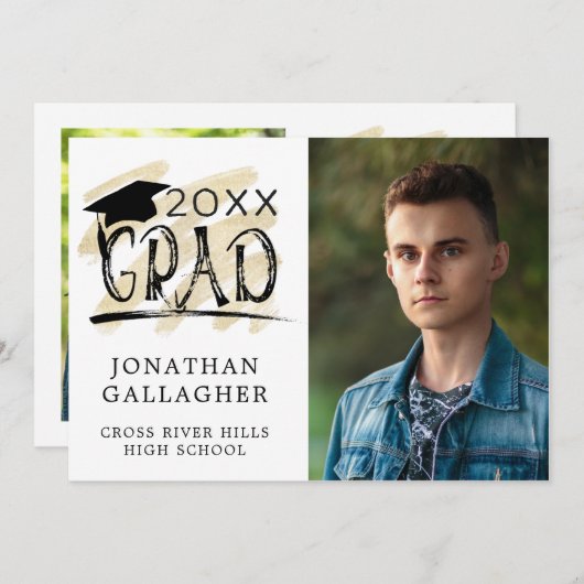 Moderne Afstuderen Black Gold Afstudeerder 2 Foto' (Voorkant / Achterkant)