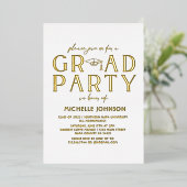 Moderne Afstuderen Black Script Typografie | Foto Folie Uitnodiging (Staand Voorkant)