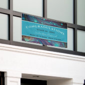 Moderne Afstuderen Blue Paars marmer Swirl B Spandoek (Buitenkant Gebouw)