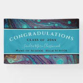 Moderne Afstuderen Blue Paars marmer Swirl B Spandoek (Horizontaal)