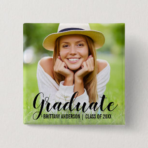 Moderne Afstuderen Button Foto Script Blk