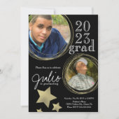 Moderne Afstuderen Celebration Black Gold Photo Kaart (Voorkant)