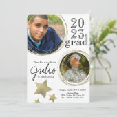 Moderne Afstuderen Celebration Gold Photo White Kaart (Staand voorkant)