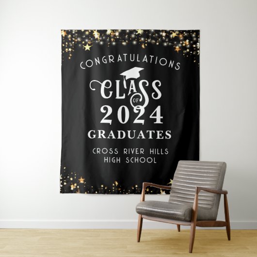 Moderne Afstuderen Class Year Congraps Backdrop Wandkleed (In situ)