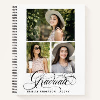 Moderne Afstuderen Elegant Script Photo Guest Book