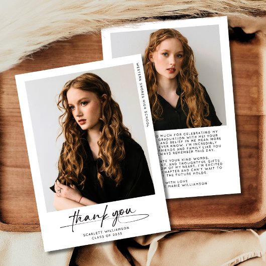 Moderne Afstuderen foto Dank u script Kaart
