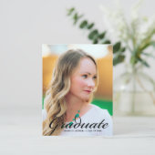 Moderne Afstuderen foto Eenvoudige zwarte scriptbe Aankondiging (Staand voorkant)