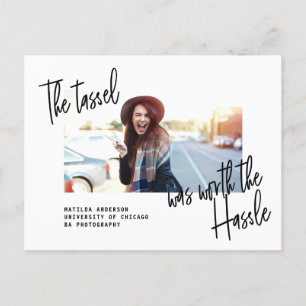 Moderne afstuderen fotoaankondiging + feestuitnodi uitnodiging briefkaart