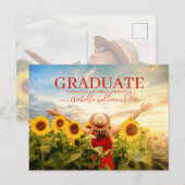 Moderne Afstuderen fotozonnebloemen Aankondigingskaart (Voorkant / Achterkant)