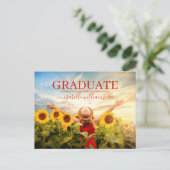 Moderne Afstuderen fotozonnebloemen Aankondigingskaart (Staand voorkant)