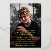 Moderne Afstuderen Gold Photo Folie Uitnodiging (Voorkant)