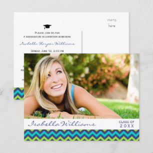 Moderne Afstuderen klasse 20XX Colorful Chevron Uitnodiging Briefkaart