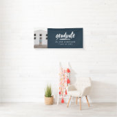 Moderne afstuderen met foto-marineblauw van script spandoek (Insitu)