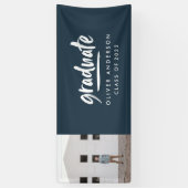 Moderne afstuderen met foto-marineblauw van script spandoek (Verticaal)