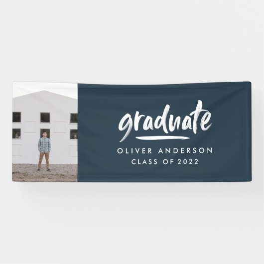 Moderne afstuderen met foto-marineblauw van script spandoek (Horizontaal)