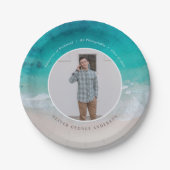 Moderne afstuderen oceaan strand moderne fotoreis papieren bordje (Voorkant)