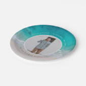 Moderne afstuderen oceaan strand moderne fotoreis papieren bordje (Gekanteld)