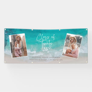 Moderne afstuderen oceaanstrand, modern b spandoek