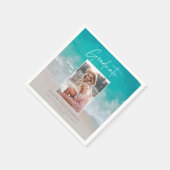 Moderne afstuderen-oceaanstrandscript servet (Hoek)