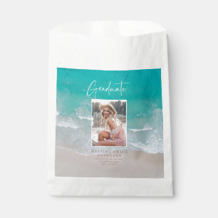 Moderne afstuderen-oceaanstrandscript voor foto's bedankzakje