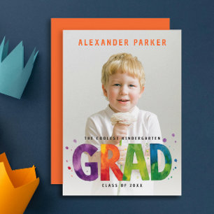 Moderne Afstuderen Oranje Foto Portret Waterverf Aankondiging