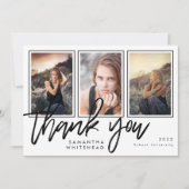Moderne Afstuderen Photo Collage White Bedankkaart (Voorkant)