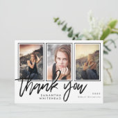 Moderne Afstuderen Photo Collage White Bedankkaart (Staand voorkant)