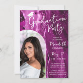 Moderne Afstuderen Roze Magenta Glitter Chic Scrip Kaart (Voorkant)