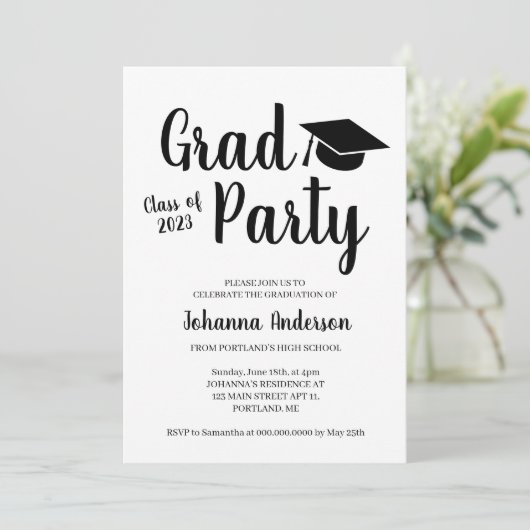 Moderne Afstuderen Script Afstudeerder Party Kaart (Staand voorkant)