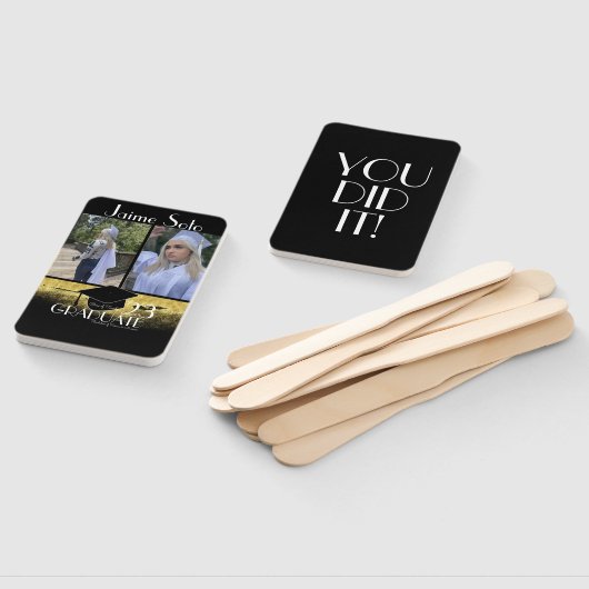 Moderne Afstuderen Typografie Script Collage Foto Handwaaier (Niet-gemonteerd)