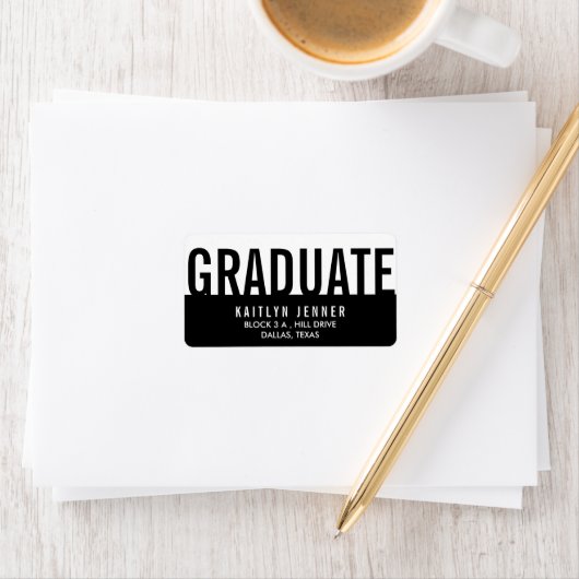 Moderne Afstuderen typografie Zwart-wit Chic Etiket (Insitu)