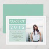 Moderne Afstuderen-uitnodiging voor foto's - Mint Kaart (Voorkant / Achterkant)